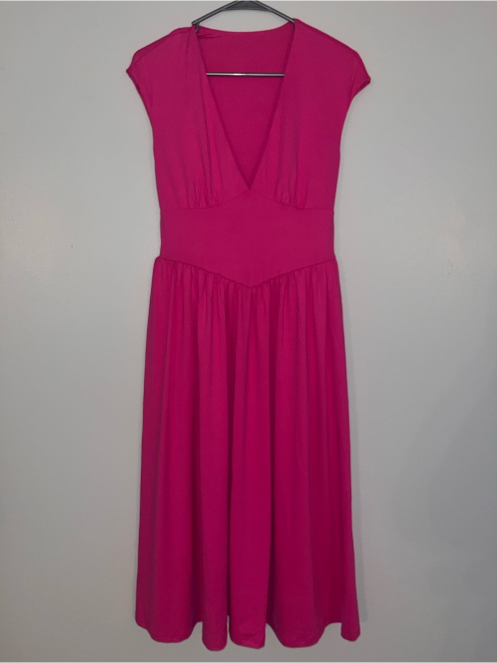 OYS hot pink plunge neck Midi Dress Tik Tok viral